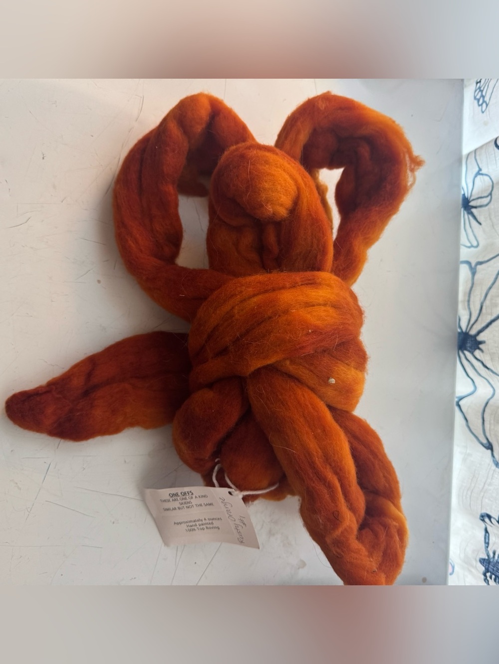 Fiber Fanatic Hand Painted Spinning Roving 100% Wool Rusty Orange #1 4 oz